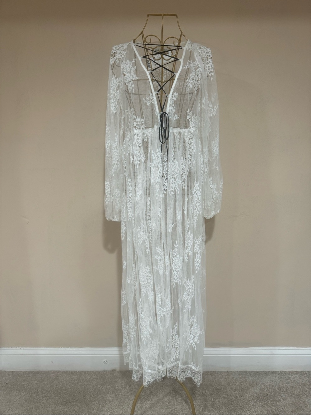 Urban Outfitters White Sheer Lace Maxi Cover-Up